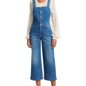 Frame Claire wide leg cropped Denim jumpsuit large 8 - 10